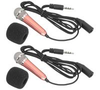 MAGICLULU 2pcs Mini Handheld Microphone for Phone Singing, Portable Gold Miniature Mic with 3.5mm Jack, Compact Vocal Mic Suitable for Mobile Devices and Karaoke Use