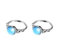 MAGICLULU 2pcs Minimalist Moonstone Glass Rings Fashion Statement Thumb Bands for Women Elegant Wedding and Engagement Jewelry White Gold Blue Sea Style
