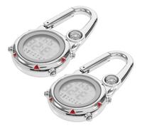 MAGICLULU 2pcs Multi-Function Pocket Watch with Locking Carabiner Clip, Stainless Steel and Zinc Alloy, Display Time and Date, for Adventure and Travel