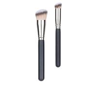 MAGICLULU 2pcs Multi-functional Makeup Brushes Set for Professional Use Ergonomic Wood and Synthetic Fiber Design for Foundation and Blush Application by Beginners and Artists