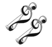 MAGICLULU 2pcs Music Note Brooch Pins for Men and Women, Alloy Melody Lapel Pins with Enamel Coating, Silver Tone, Creative Suit and Shirt Accessories for Parties and Daily Wear