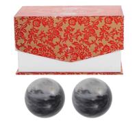 MAGICLULU 2pcs Natural Jade Chinese Massage Balls for Hand Exercise and Stress Reduction, Ergonomic Handball Shape, 5cm Size with Box for Fitness and Hand Therapy