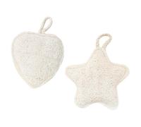 MAGICLULU 2pcs Natural Loofah Sponge Bath Scrubber Double-Sided Thickened Exfoliating Body Wash Sponge for Men and Women Shower Cleaning with Marine and Heart Shapes