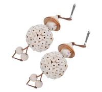 MAGICLULU 2pcs Natural Wooden Parrot Chew Hanging Foraging for Birds, Visually Appealing and Boredom Relieving Cage Accessories for Parrots and Cockatiels