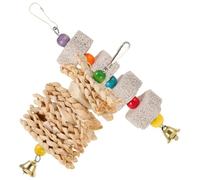 MAGICLULU 2pcs Pet Parrot Chewing Hanging Stone Blocks with Cuttlefish Bone and Volcanic Stone for Supplementing Calcium and Long Serving Life, for Pet Birds and Parrots Random Color