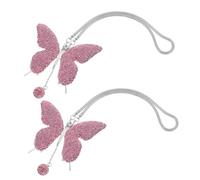 MAGICLULU 2pcs Pink Bling Butterfly Car Accessories Crystal Rhinestone Rear View Mirror Charms Hanging Ornaments for Women Fit Vehicles Stylish Interior Decoration