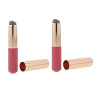 MAGICLULU 2pcs Pink Silicone Lip Brush Set round Head Portable Lip Balm and Concealer Applicator Brushes with Dustproof Caps for Precise Makeup and Mask Application