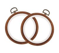 MAGICLULU 2pcs Plastic Embroidery Hoops Imitation Wood Finish, Easy to Use Circular Cross Stitch Rings for Needlework and DIY Handicraft Projects, Brown Pp Material Frame
