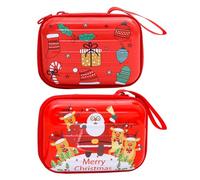 MAGICLULU 2pcs Red Christmas Coin Purses Tinplate Zippered Storage Pouch Lightweight Functional Case for Charging Cable and Keys, for Daily Use and Carrying in Bag or Backpack