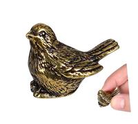 MAGICLULU 2pcs Retro Vintage Brass Sparrow Figurine Indoor Desktop Decor Unique Bird Statue Ornament Golden Craft for Home and Office Decoration