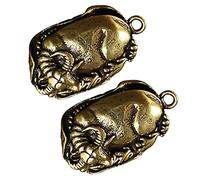 MAGICLULU 2Pcs Retro Water Buffalo Pendant Craft Copper Decor Unique Desktop Pet Ornament for Home and Office Creative Tea Pet Decorations present Idea