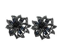 MAGICLULU 2pcs Rhinestone Flower Small Hair Claw Clips for Women Jaw Clips with Strong Hold Stylish Black and Ink Decorative Accessories for Versatile Hairstyles and Daily Use