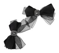 MAGICLULU 2pcs Rhinestone Hair Clips Black Mesh Bow Barrettes with Alloy and Cloth Material for Women’s Weddings and Parties