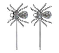 MAGICLULU 2pcs Rhinestone Spider Hairpin for Women, Metal Hair Clips with Shiny Silver Decoration, for Cosplay and Costume Parties, Eye-catching and Charming Hair Accessories
