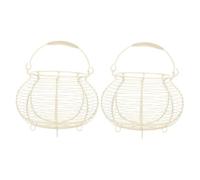 MAGICLULU 2Pcs Rustic Wire Egg Basket with Handles Farmhouse Style Countertop Fresh Egg Holder for Kitchen Storage and Gathering Lightweight and Easy to Clean White Bins