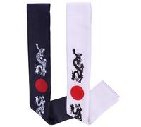 MAGICLULU 2pcs Samurai Japanese Headband Set, Breathable Wide Karate Headbands for Sports and Chef Use, White and Blue Mythical Creature Pattern, Unisex Hair Accessories for Martial Arts