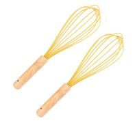 MAGICLULU 2pcs Silicone and Wood Manual Egg Beater Whisk Hand Mixer for Baking and Scrambled Eggs, Dishwasher Safe Kitchen Gadget with Heat-Resistant, Scratch-Resistant Design