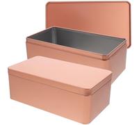 MAGICLULU 2pcs Small Tinplate Food Storage Containers with Lid, Golden Rectangular Tins Box for Candy and Nuts Packaging, Keeps Food Fresh and Dry, Simple Shape Packaging Box