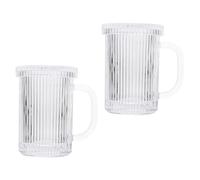 MAGICLULU 2pcs Transparent Glass Milk Cups with Striped Design Clear Beverage Tumblers for Coffee Juice Tea Water Heat Resistant Everyday Drinking Glassware