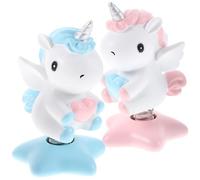 MAGICLULU 2pcs Unicorn Desktop Decoration Shaking Ornament Resin Figurines with Creative and Realistic Appearance Assorted Color for Tabletop Layout
