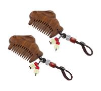 MAGICLULU 2pcs Vintage Sandalwood Pocket Comb Set with Carved Lotus Pendant, Wide-tooth No Static Wooden Hair Combs for Men and Women, Portable Travel Scalp Massage Accessories
