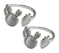 MAGICLULU 2pcs Women Rabbit Rings Carrot Bunny Finger Ring Minimalist Adjustable Open Jewelry for Teen Girls