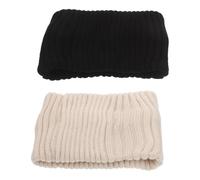 MAGICLULU 2pcs Women’s Winter Knit Headband Ear Muffs with Vertical Ribbed Pattern, Warm Cold Weather Ear Coverage Head Wrap for Outdoor Sports and Daily Wear, Beige and Black
