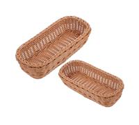 MAGICLULU 2pcs Woven Utensil Basket for Kitchen and Party Decorative Flatware Organizer with Rattan-style Plastic Design Small Cutlery Storage Caddy for Countertop Office Picnic and Fruit