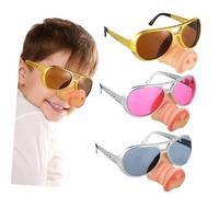 MAGICLULU 3 Pcs Novelty Glasses for Adults with Funny Pig Nose Silly Disguise Eyewear for Birthday Parties Halloween Costumes and Festive Photo Booth Props Gold Silver Pink Colors