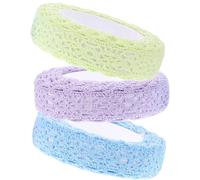 MAGICLULU 3 Rolls Decorative Lace Tape Double Sided Fabric Lace Trim Tape for Crafts Lightweight and Easy to Use, for Scrapbooking, Diary, and Packaging Decoration