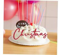 MAGICLULU 30pcs Christmas Cake Toppers Red Paper Side Decorations for Holiday Cupcakes Festive Dessert Ornaments with Merry Xmas Signs Easy-use Seasonal Baking Supplies for Party Celebration