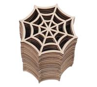 MAGICLULU 30pcs Halloween Wooden Spider Web Cutouts, Paintable Unfinished Wood Slices with Smooth Surface and Easy Hanging Rope for DIY Crafts and Halloween Party Decorations