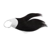 MAGICLULU 30pcs Reusable Human Hair Colour Rings with White Pvc Buckles for Salon Hairdressing Training Real Black Human Hair Samples with Cuttable Strands for Colour Testing