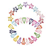 MAGICLULU 30pcs Star and Heart Hair Clips Gentle Snap Barrettes for Little Secure Non-slip Accessories for Parties School and Daily Wear Soft Material for Sensitive Scalps