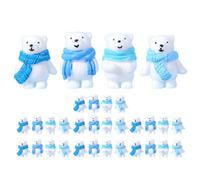 MAGICLULU 32pcs Mini Polar Bear Figurines Arctic Animal Figures for Office Environment and Home Decor, Realistic Polar Bear Design with Scarf Theme, Sturdy Resin Material, Resistance