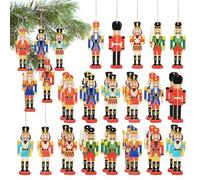 MAGICLULU 36Pcs Christmas Nutcracker Ornament Set Wood Hanging Nutcrackers Wooden Soldiers Miniature Figures for Christmas Tree Hanging Wood Crafts