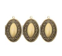 MAGICLULU 3pcs Antique Bronze Oval Locket Pendants for DIY Jewelry Making Photo Frame Charms with European Engraving Memorial Keepsake for Christmas Wedding Mom Dad Pets Memory Necklace