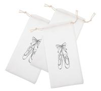 MAGICLULU 3pcs Ballet Dance Shoe Bag Drawstring Pouch White Lint Material Easy to Open and Close for Ballet Shoes Home and Backpack Storage