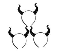 MAGICLULU 3pcs Black Devil Horns Headband Matte Finish Cosplay Bull Horns Costume Accessory for Halloween Parties Masquerade and Themed Festivals