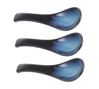 MAGICLULU 3pcs Ceramic Asian Soup Spoons Microwave Safe Porcelain Ramen Spoons for Soup Porridge Dumplings with Kiln Fired Design and Smooth Glaze Finish