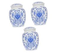 MAGICLULU 3pcs Ceramic Tea Jar Oriental Sealing Tea Jar Airtight Small for Loose Storage Kitchen Accessory