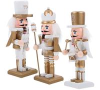 MAGICLULU 3pcs Christmas Nutcracker Decor with Wooden Nutcracker Soldiers, Golden Colour, 15cm Height, Sturdy Desktop Decoration for Holiday Decorations and Office Use