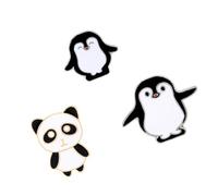 MAGICLULU 3pcs Cute Animal Brooch Pins Set Featuring Panda and Penguin Shapes, Creative Alloy Costume Props Decoration, Small Gift for Party and Banquet Accessories