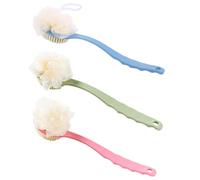 MAGICLULU 3pcs Double-Sided Body Cleaning Brush Set with Long Curved Handles for Exfoliating and Body Massage, Plastic Material, Suitable for Shower and Bathing Use Random Color