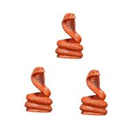 MAGICLULU 3pcs Handcarved Snake Sculpture for Chinese Year Zodiac Decor Feng Shui Animal Figurine for Office Desk and Living Room Artisan Sandalwood Statue Symbolizing Prosperity and Wisdom