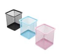 MAGICLULU 3pcs Iron Wire Mesh Pencil Holders Cuboid Pen Pots Desktop Organiser for Office and Home Use, Sturdy Metal Material with Assorted Colours, for Pens and Cosmetics Storage