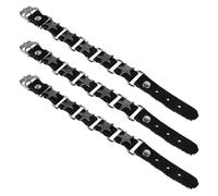 MAGICLULU 3pcs Leather Bracelets for Men with Star Design, Punk Style Wristbands Made of Alloy and Iron, Suitable for Everyday Wear and Casual Outings, Cool and Reusable Accessories