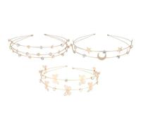 MAGICLULU 3pcs Metal Rhinestone Headbands Set with Star and Moon Design, Double Layer Hair Hoops for Women, Decorative Hair Accessories for Daily and Party Use