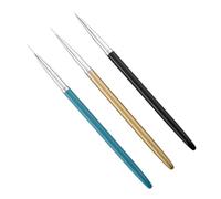 MAGICLULU 3pcs Nail Art Painting Brush Set Metal Handle, Fine Tip Detail Paint Brushes for DIY Manicure, Includes Blue, Gold, and Black Colors, Suitable for Precise Nail Art Designs and Hand