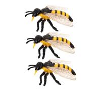 MAGICLULU 3pcs Realistic Honeybee Figurines Safe Plastic Bee for Science Projects Educational Cake Toppers Imaginative Play and Cognitive Skill Development